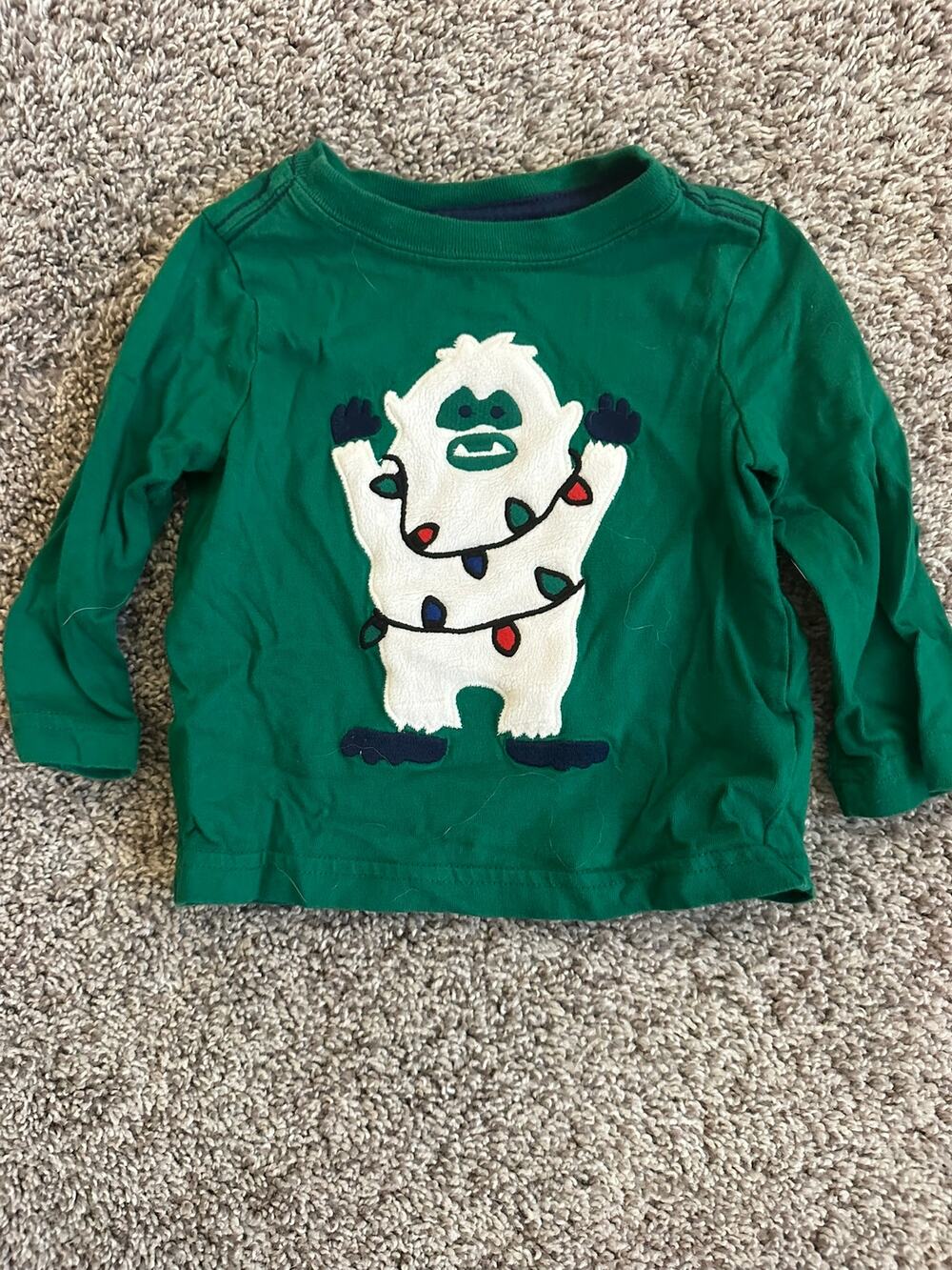 Crazy 8 Size 6-12M Abominable Snowman Yeti Christmas Lights Long Sleeve Shirt